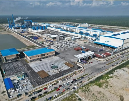 Aerial view of Nine Dragon paper mill, Banting