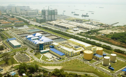 Aerial view of a sewage treatment plant in Penang
