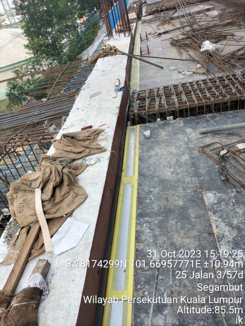 Shear tape installed along a slab joint